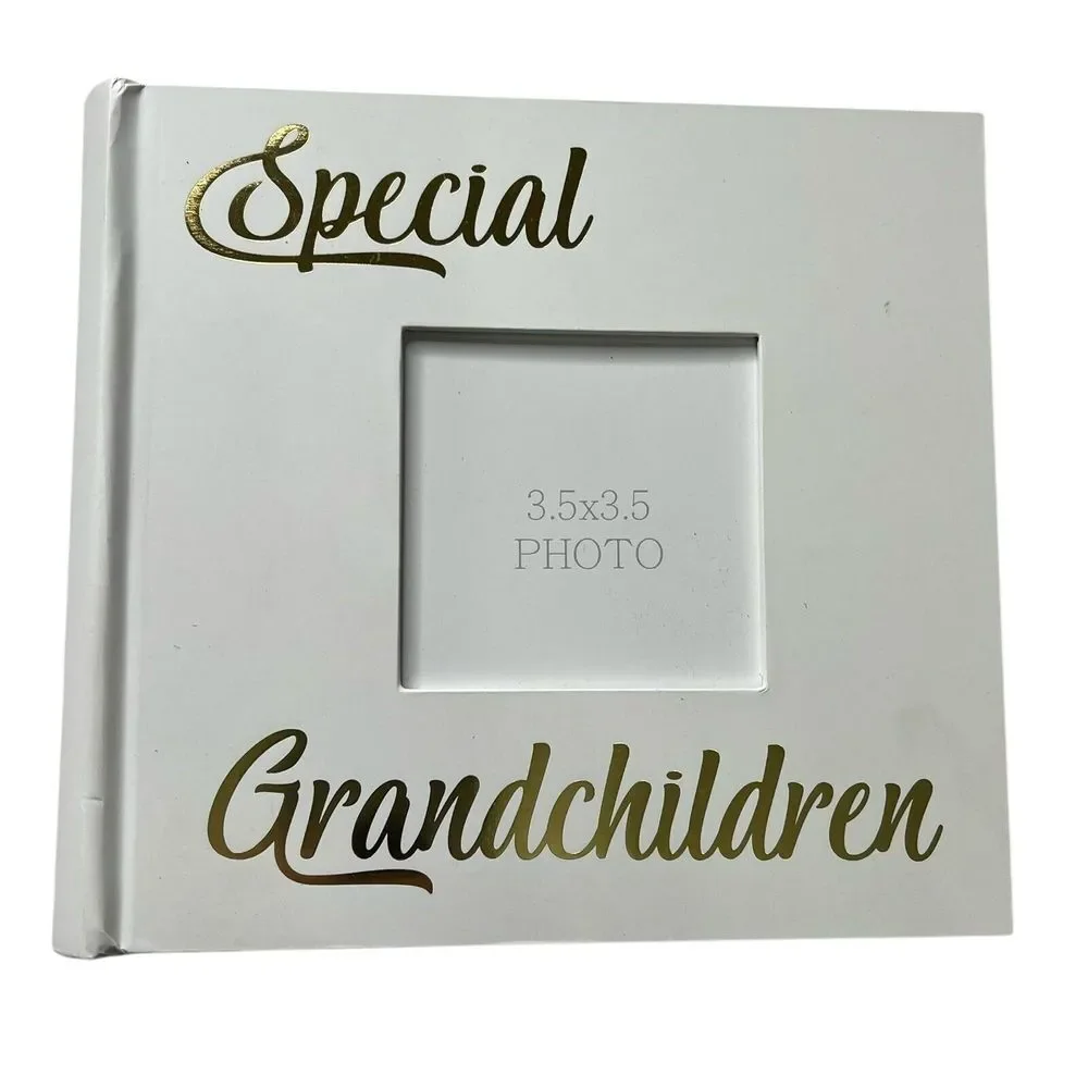 Happy Homewares Special Grandchildren Photo Album White Gold HH820-GRCH Gift Vtg